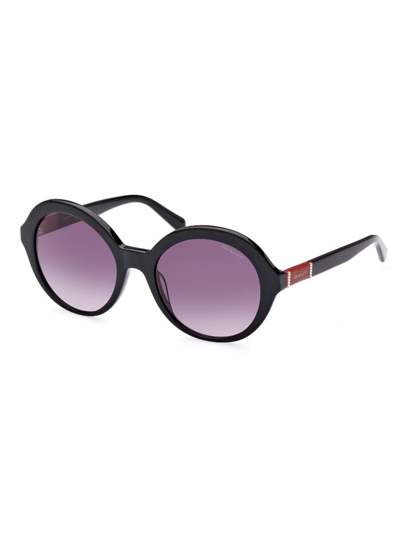 GANT Women's UV Protection Round Shape Acetate Sunglasses GA809401B55 - Lens Size: 55 Mm - Shiny Black - Image 1
